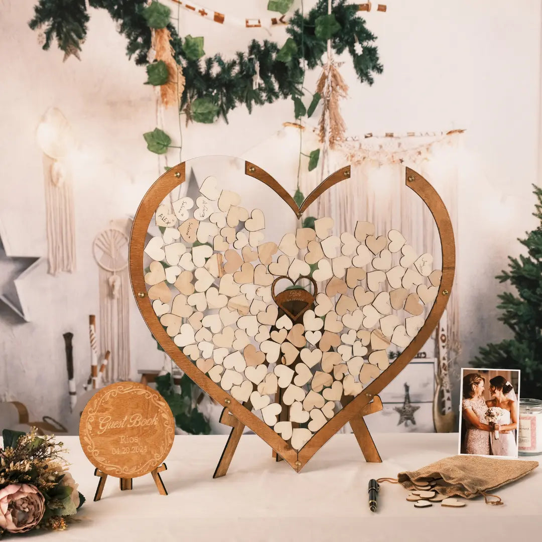 Personalized Hearts Wedding Guest Book Alternative
