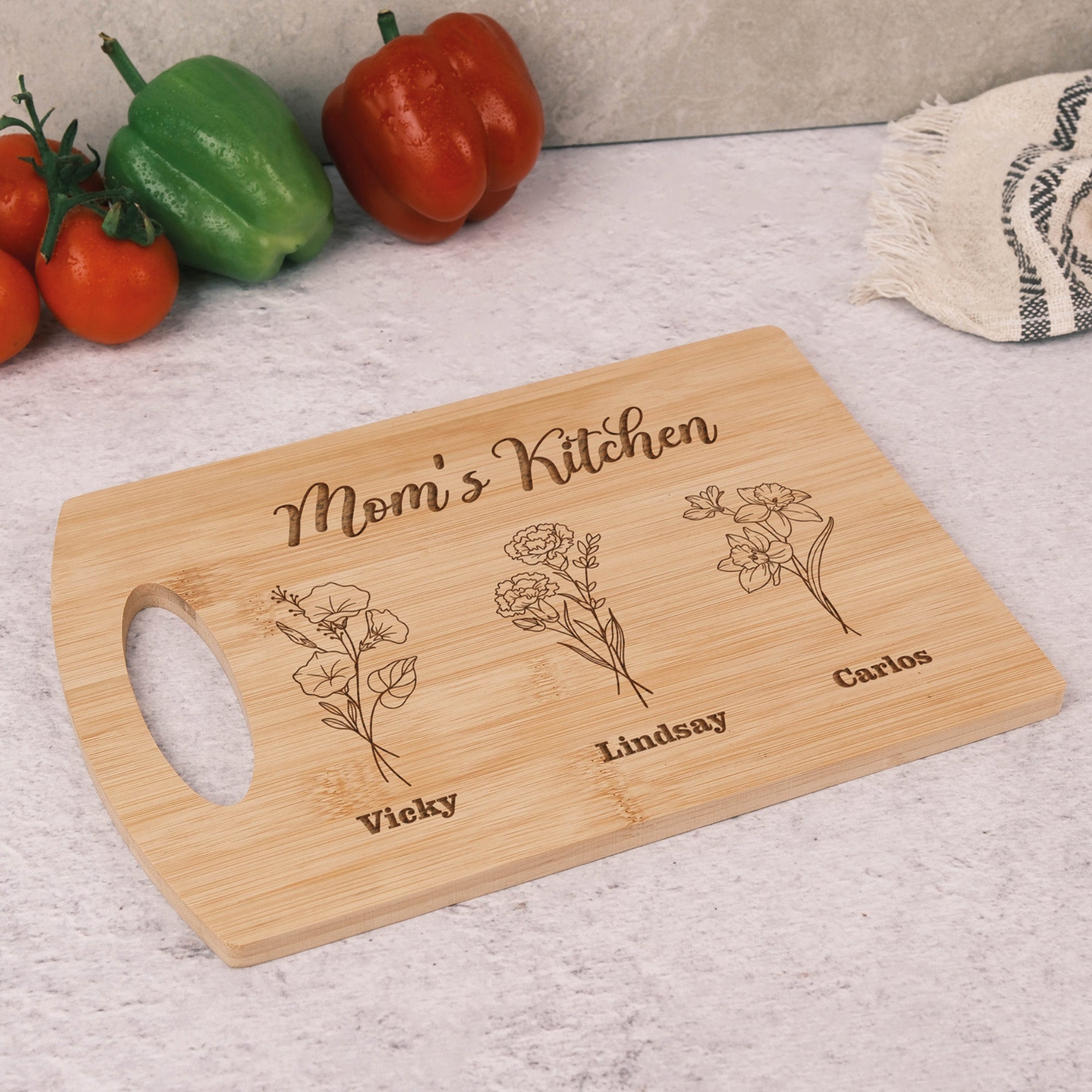 Personalized Birth Month Flower Cutting Board