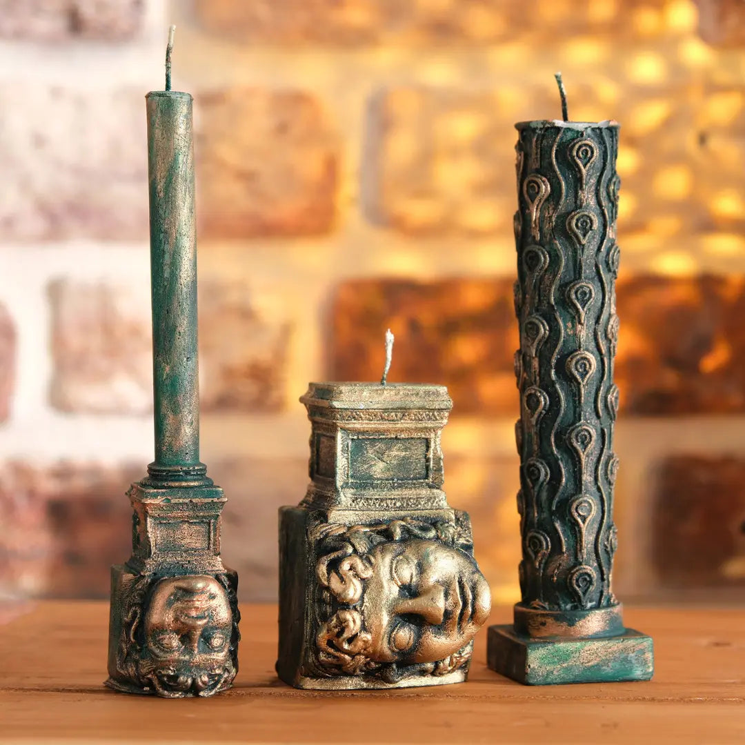 Medusa Candle Set - Handcrafted Greek Mythology Inspired Decor