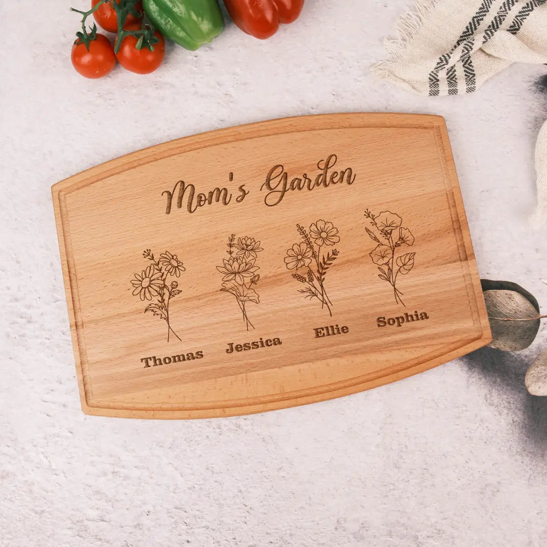 Personalized Birth Month Flower Cutting Board