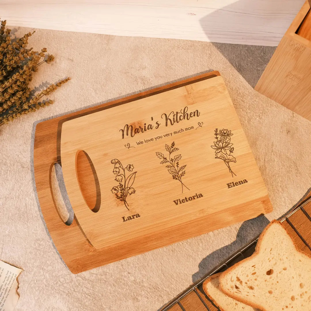 Personalized Birth Month Flower Cutting Board