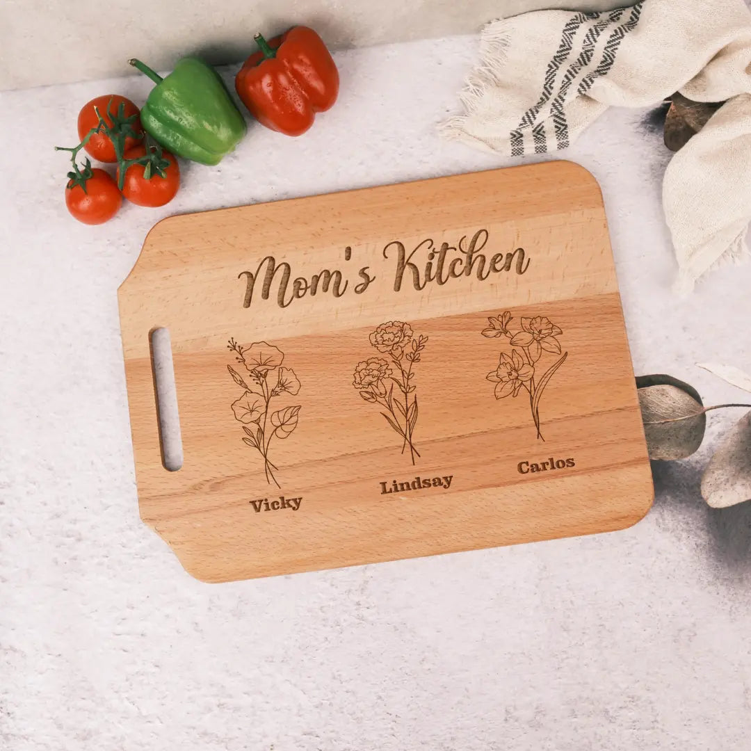 Personalized Birth Month Flower Cutting Board